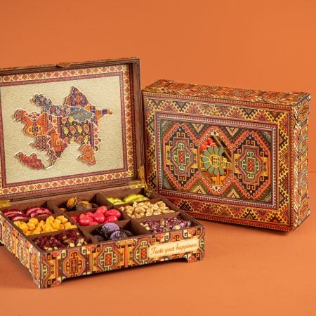 Xalça Dizaynlı Xəritə Hədiyyəlik Taxta Qutu